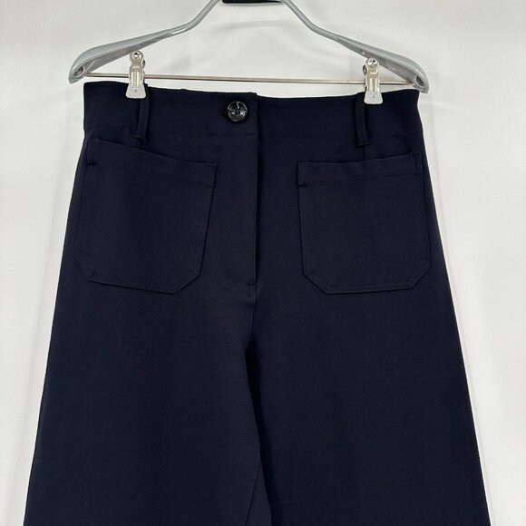 Quince Ultra Stretch Ponte Cropped Wide Leg Pant sz 10/30 Women's Navy Blue NWT - Picture 4 of 5
